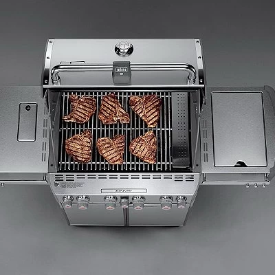 Weber Summit S-470 4-Burner Natural Gas Grill + Side Burner & Rotisserie, 48,800 BTU, Stainless Steel