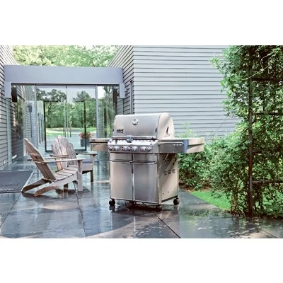 Weber Summit S-470 4-Burner LP Gas Grill + Sear, Side Burner & Rotisserie, 48,800 BTUs, Stainless Steel