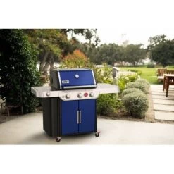 Weber Genesis E-335 3-Burner LP Gas Grill, 39,000 BTUs + Sear Burner, Deep Ocean Blue