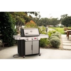 Weber Genesis S-335 3-Burner Natural Gas Grill, 39,000 BTUs + Side & Sear Burners, Stainless Steel