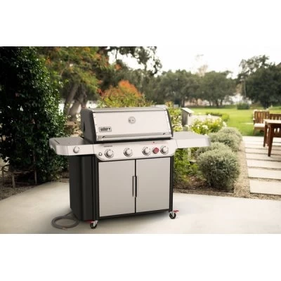 Weber Genesis S-435 3-Burner Natural Gas Grill, 48,000 BTUs + Side & Sear Burners, Stainless Steel